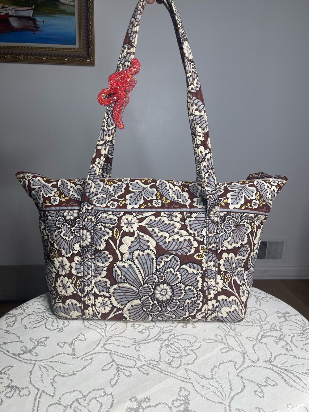 🌸 VINTAGE VERA BRADLEY "SLATE BLOOMS" TOTE 🌸